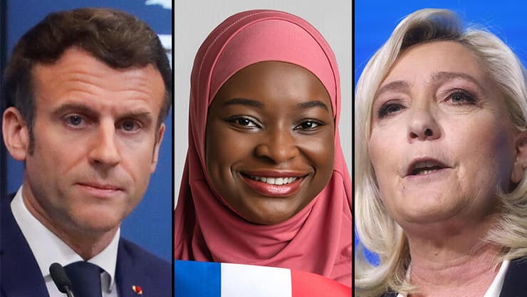 בחירות צרפת מרין לה פן עמנואל מקרון חיג'אב