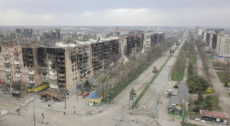 בניינים הרוסים ב מריופול אוקראינה מלחמה עם רוסיה