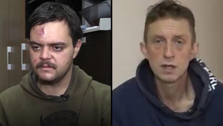 אזרחים בריטים שון פינר (ימין) ו איידן אסלין (שמאל) לוחמים עם הכוחות של אוקראינה נגד רוסיה נפלו ב שבי שבויים