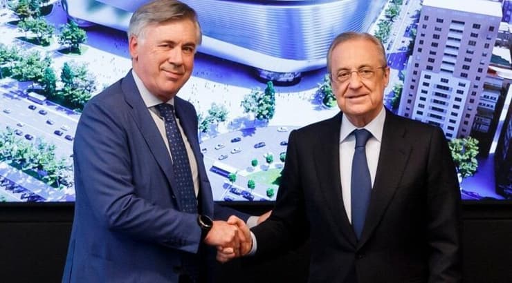 פלורנטינו פרס וקרלו אנצ'לוטי (אתר רשמי ריאל מדריד) פלורנטינו פרס וקרלו אנצ'לוטי