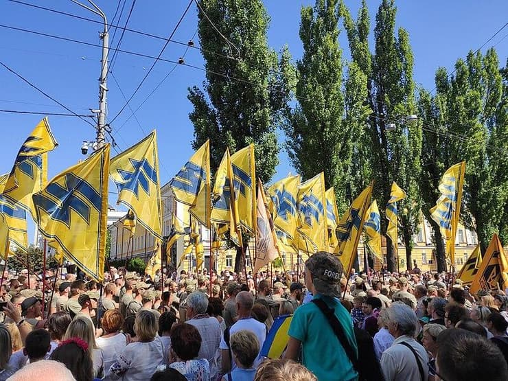 צעדה שערכו תומכי גדוד אזוב ב קייב ב-2019 אוקראינה