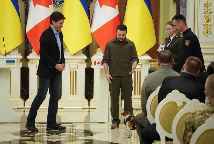 ראש ממשלת קנדה ג'סטין טרודו פגישה עם נשיא אוקראינה וולודימיר זלנסקי בקייב
