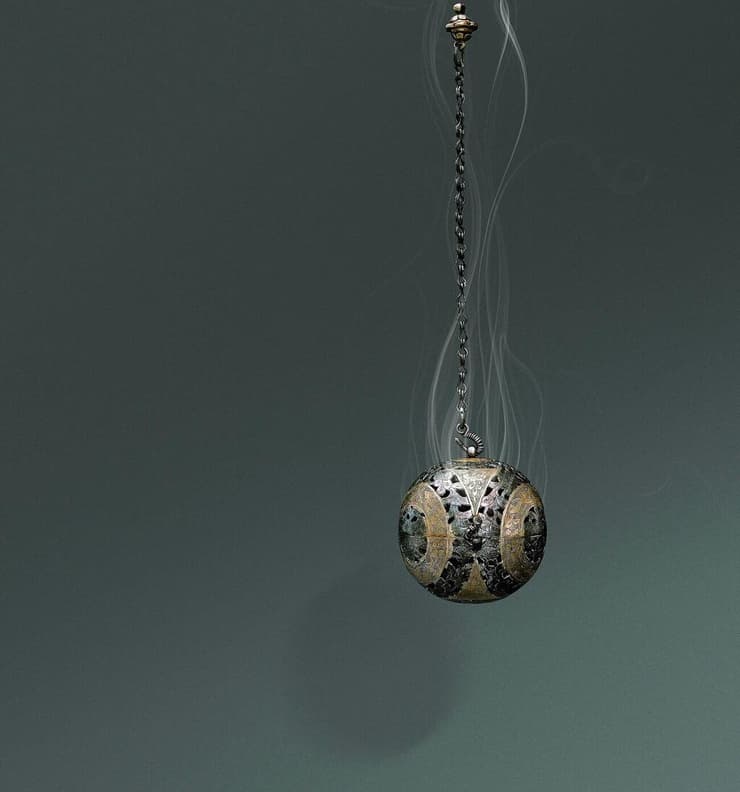 מבער קטורת בצורת כדור, השייך לשושלת טאנג, והתגלה במקדש פמן