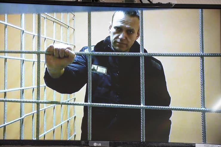 אלכסיי נבלני ב כלא מופיע באמצעות הווידאו בדיון בבית המשפט ב רוסיה