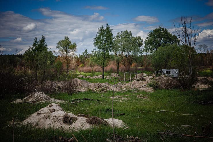תעלות שחפרו הרוסים ביער האדום צ'רנוביל אוקראינה