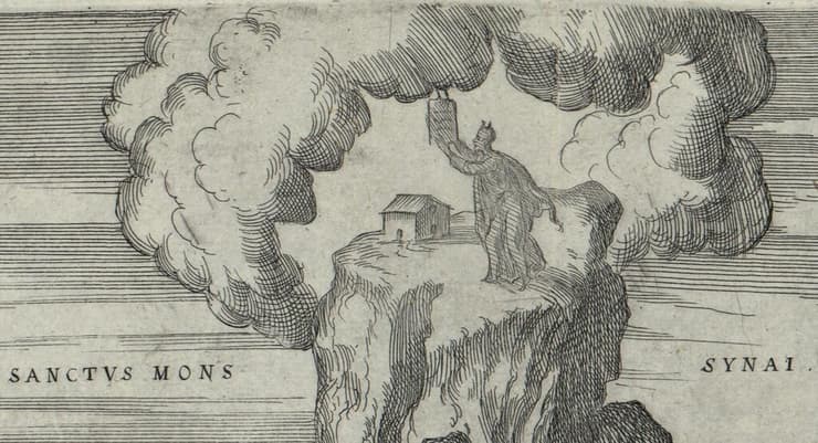 משה מקבל את התורה במפה לטינית שהודפסה בוונציה בשנת 1569