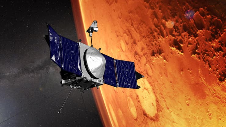 למצוא את הכיוון הנכון. הדמיה של הלוויין MAVEN במסלול סביב מאדים