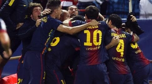 שחקני ברצלונה בטירוף מול סביליה ב-2012