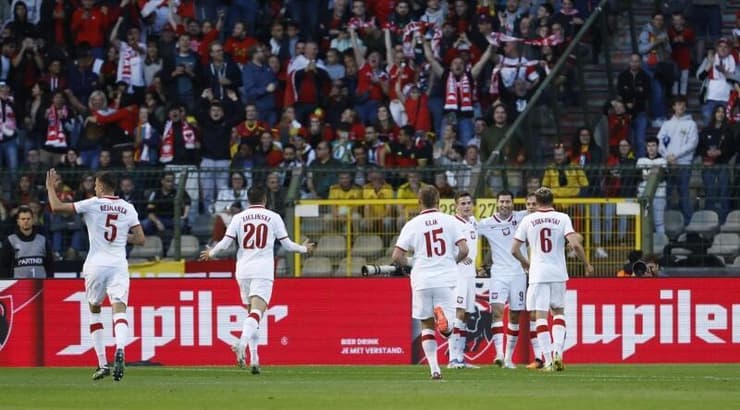 שחקני נבחרת פולין חוגגים (רויטרס) שחקני נבחרת פולין חוגגים