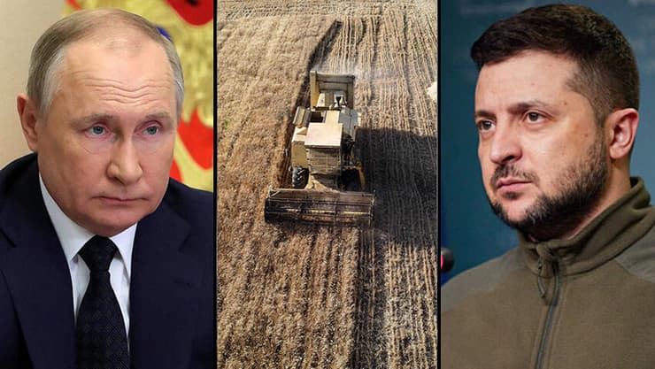 נשיא אוקראינה וולודימיר זלנסקי נשיא רוסיה ולדימיר פוטין משבר מזון חיטה