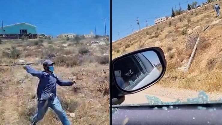 מתנחלים ידוי אבנים לעבר רכב של פעילי שמאל בדרום הר חברון