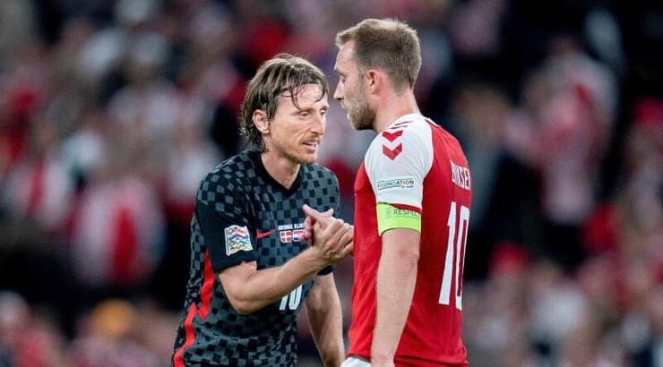 כריסטיאן אריקסן ולוקה מודריץ' בסיום (רויטרס) כריסטיאן אריקסן ולוקה מודריץ' בסיום