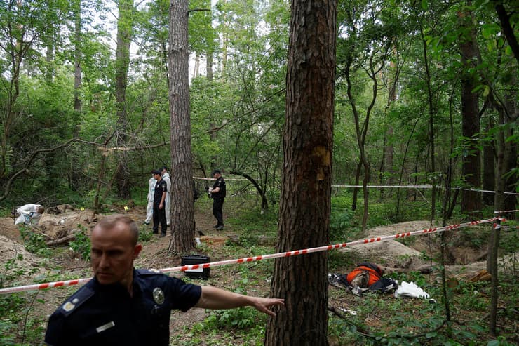 קבר אחים ב יער במחוז קייב אוקראינה 