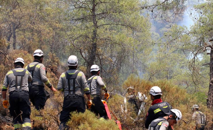 כבאים נאבקים בשריפת היער ב טורקיה