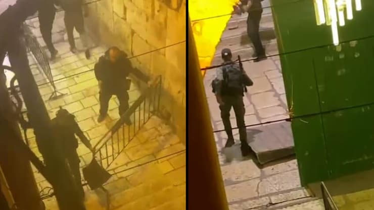 תיעוד מהתקשורת הערבית לאחר ירי בהר הבית - שוטרים עם אקדחים שלופים