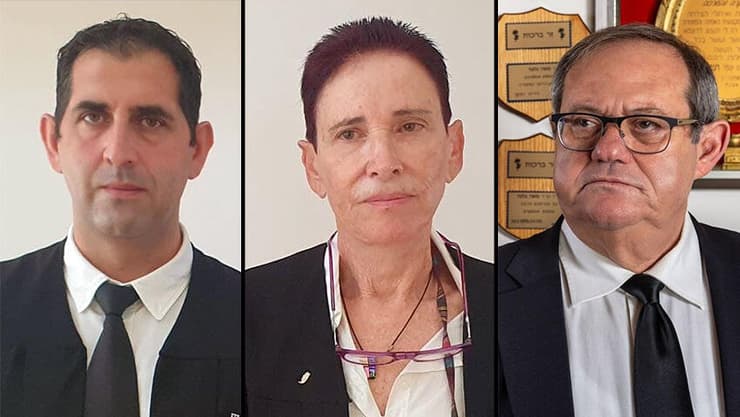 מימין: עורכי הדין משה גלעד, תמי אולמן ושאדי סרוג'י