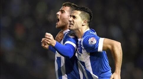 בירם כיאל ותומר חמד חוגגים במדי ברייטון (רויטרס) בירם כיאל ותומר חמד חוגגים במדי ברייטון