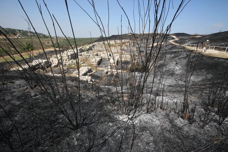 הרס האתר הארכיאולוגי בתל גזר לאחר השריפה