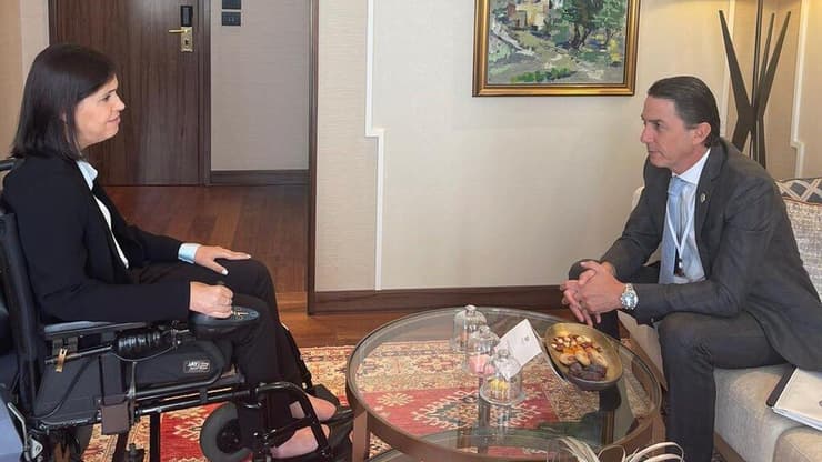 שרת האנרגיה, קארין אלהרר, בפגישתה עם המתווך האמריקאי לעניין המו״מ על הגבול הימי עם לבנון, עמוס הוכשטיין