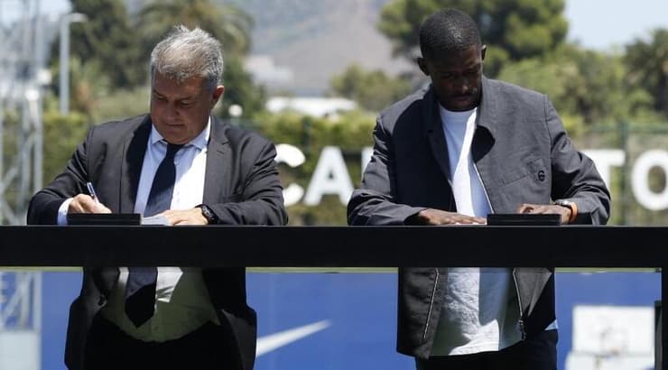 אוסמן דמבלה וז'ואן לאפורטה (רויטרס) אוסמן דמבלה וז'ואן לאפורטה