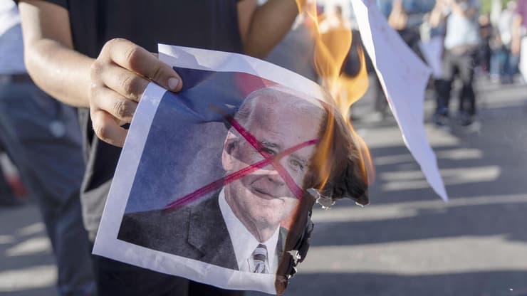 מחאה נגד ביקור ביידן ברמאללה
