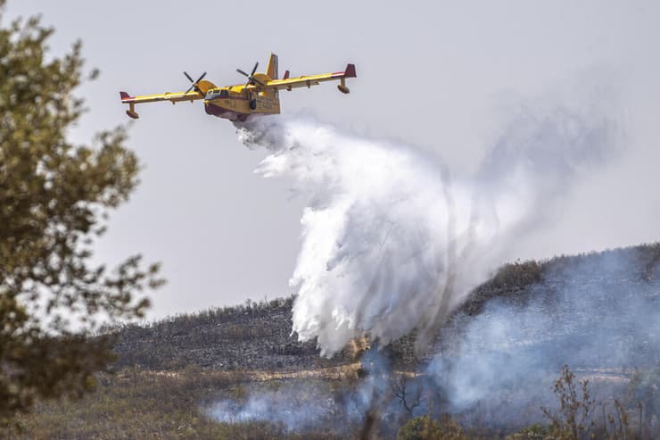 גל חום ב אירופה שריפה שריפת יער ליד העיירה דלייטוסה מחוז אקסטרמדורה