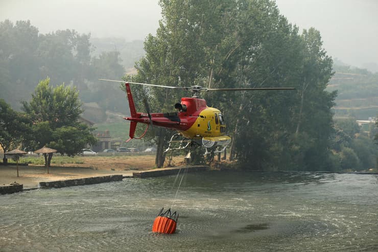 גל חום ב אירופה שריפה שריפת יער באזור העיר קסרס מחוז אקסטרמדורה