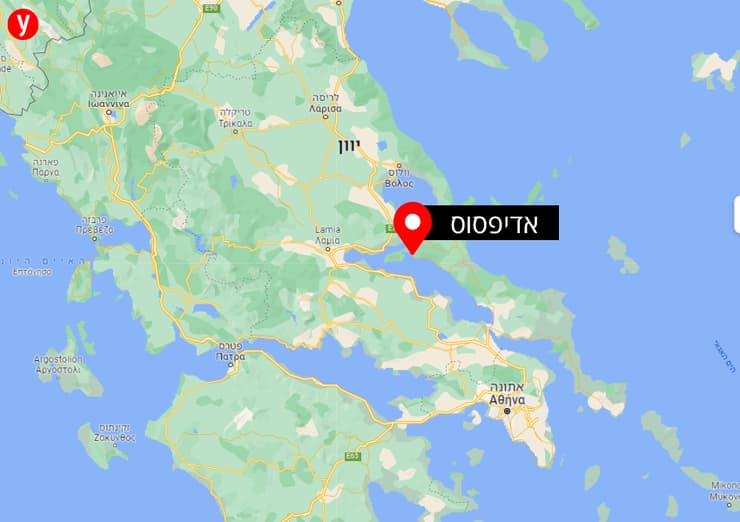 מפת האי אוויה והעיירה אדיפסוס שבו