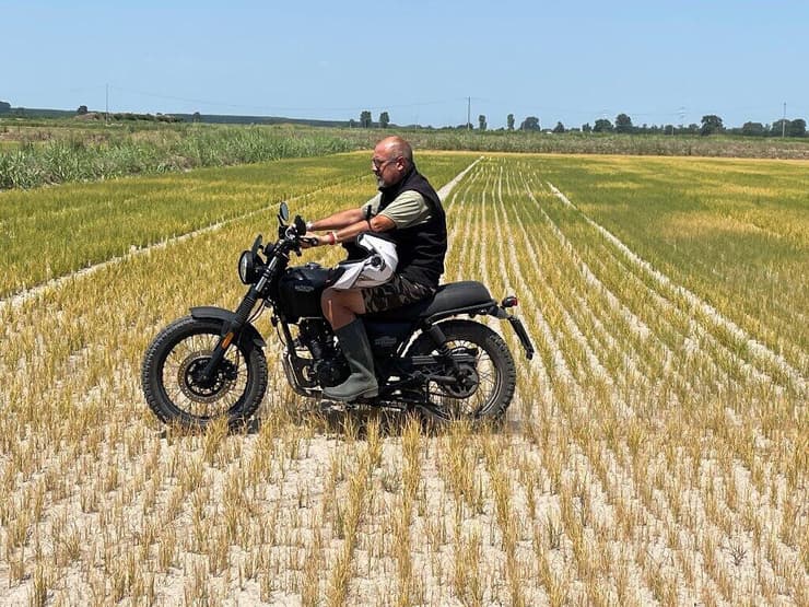דאריו ויצ'יני סוקר את שדות האורז היבשים שלו