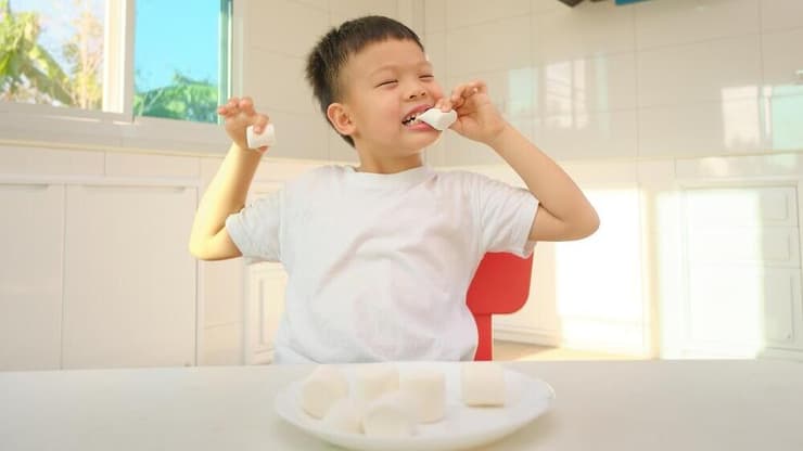 ילד יפני אוכל מרשמלו