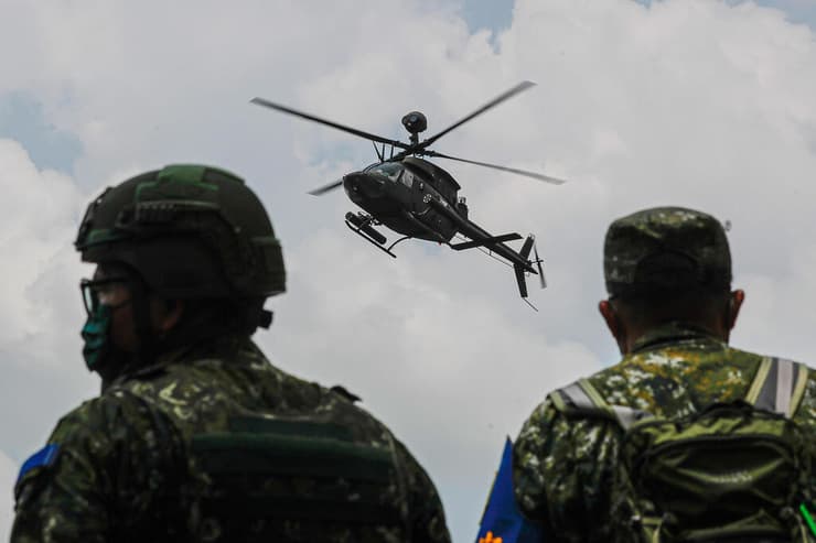 חיילים של צבא טייוואן במהלך תרגיל צבאי על רקע חשש מפלישה אפשרית של סין