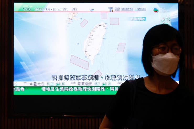 סין דיווח ב טלוויזיה על תרגיל צבאי ב טייוואן עם סימון האזורים שבהם הוא מתקיים