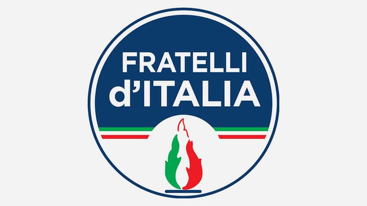  מפלגת האחים של איטליה מפלגתה של ג'ורג'ה מלוני עם להבה פאשיסטית בסמל