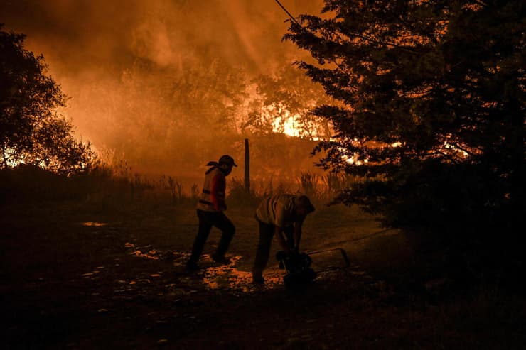 פורטוגל שריפה שריפת יער ב שמורת טבע במרכז המדינה
