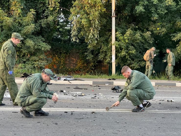 זירת פיצוץ רכב ליד מוסקבה רוסיה שבו נהרגה דריה דוגינה בתו של אלכסנדר דוגין מקורבו של פוטין