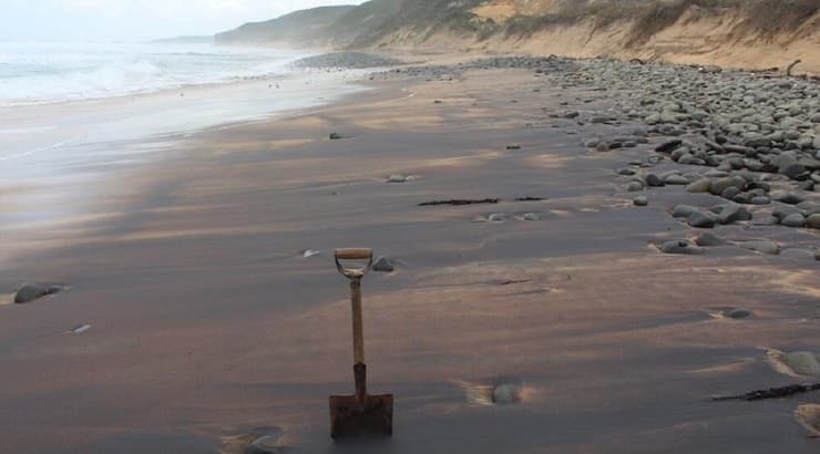 אתר איסוף דגימות של חול בחוף ליד אוגוסטה שבאוסטרליה המערבית