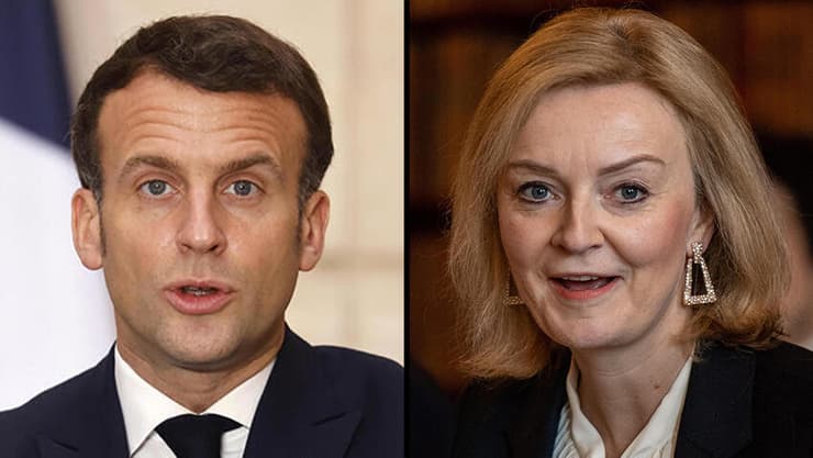 נשיא צרפת עמנואל מקרון ו ליז טראס מועמדת ל ראש ממשלת בריטניה
