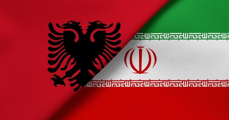 דגלי אלבניה ו איראן אילוס אילוסטרציה