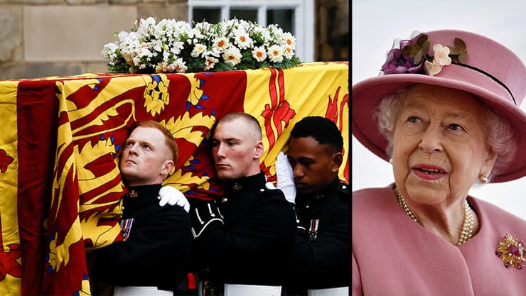 ארון המלכה אליזבת בריטניה מועבר לארמון הולירודהאוס ב אדינבורו בירת סקטולנד 11 בספטמבר
