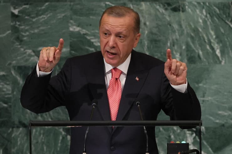 נשיא טורקיה רג'פ טאיפ ארדואן נואם באו"ם