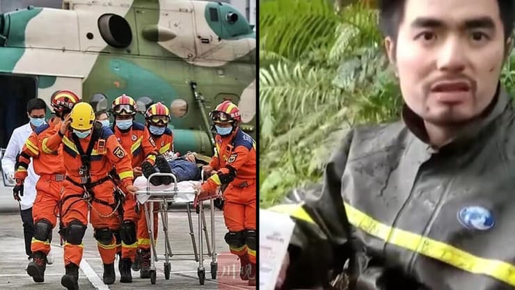 גבר אותר בחיים 17 ימים אחרי רעידת אדמה ב סין
