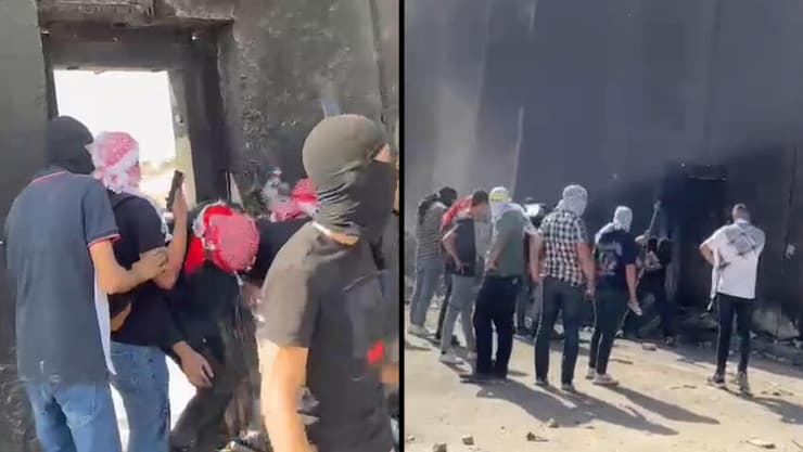 פורעים פלסטיניים פרצו את גדר ההפרדה ליד אבו דיס