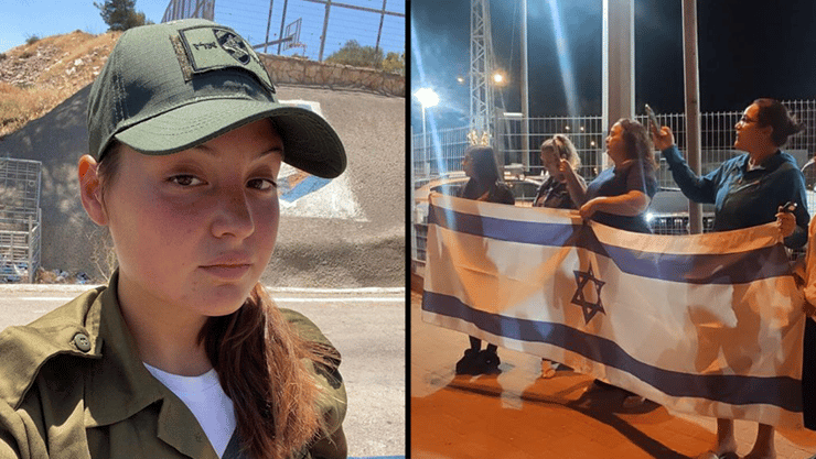 תושבי כפר יונה עומדים על הכביש שבו עבר ארונה של נועה לזר ז"ל לפני הלוויתה