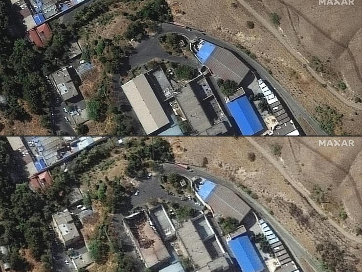 צילום לוויין של לפני ואחרי שריפה שרצה ב כלא אווין ב טהרן איראן