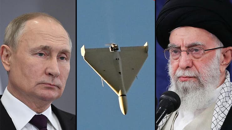 פוטין, המנהיג העליון של איראן עלי חמינאי ומל"ט "מתאבד" בשמי קייב. הברית מתהדקת   