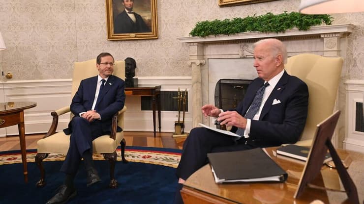 נשיא המדינה יצחק הרצוג פגישה עם נשיא ארה"ב ג'ו ביידן בבית הלבן וושינגטון ארה"ב