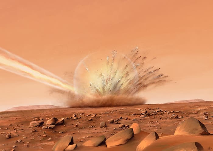 הדמיה של פגיעת מטאוריט במאדים