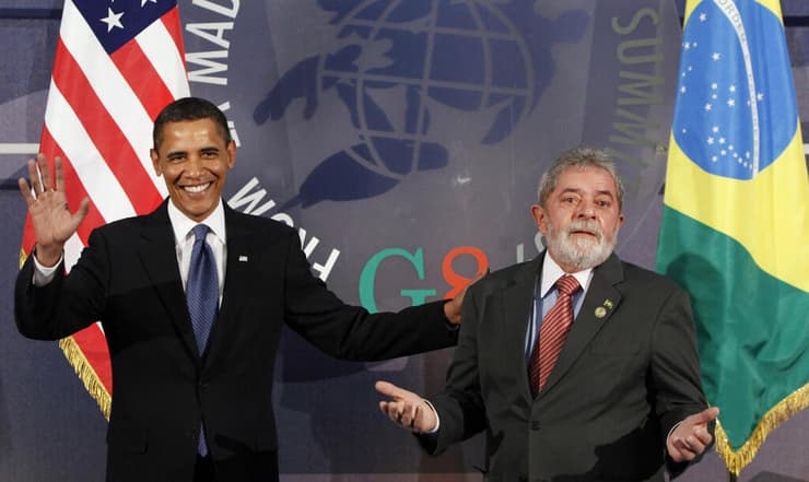 הנשיא הנבחר של ברזיל לואיז אינסיו לולה דה סילבה עם ברק אובמה ב 2009