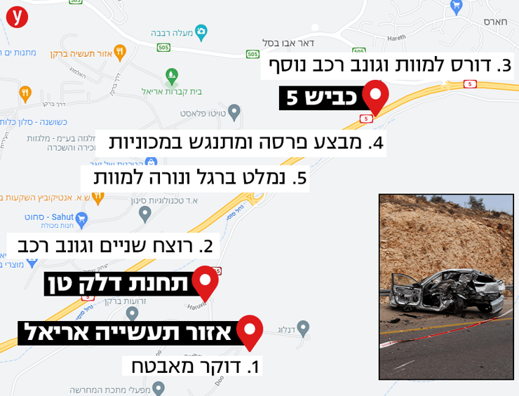 מפות עם תמונות מהפיגוע באריאל