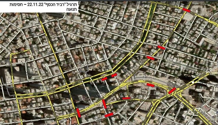 השינויים בהסדרי התנועה בתל אביב בעקבות התרגיל על תוואי הרכבת הקלה
